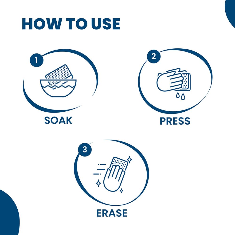 Happi Planet Magic Eraser | Pack of 4 | No Scratch Multi-Surface Cleaning Sponge | Removes 100+