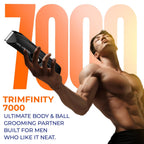 Trimfinity 7000 Body Trimmer for Men- Safest Body & Private Part Trimmer - Pubic Hair Groomer, Underarm - Waterproof, Ceramic Blades, Rechargeable with Wireless Fast Charging,Black