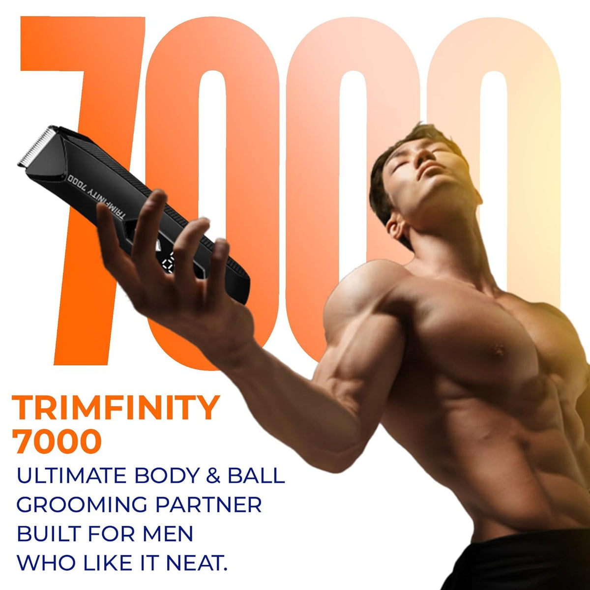 Trimfinity 7000 Body Trimmer for Men- Safest Body & Private Part Trimmer - Pubic Hair Groomer, Underarm - Waterproof, Ceramic Blades, Rechargeable with Wireless Fast Charging,Black