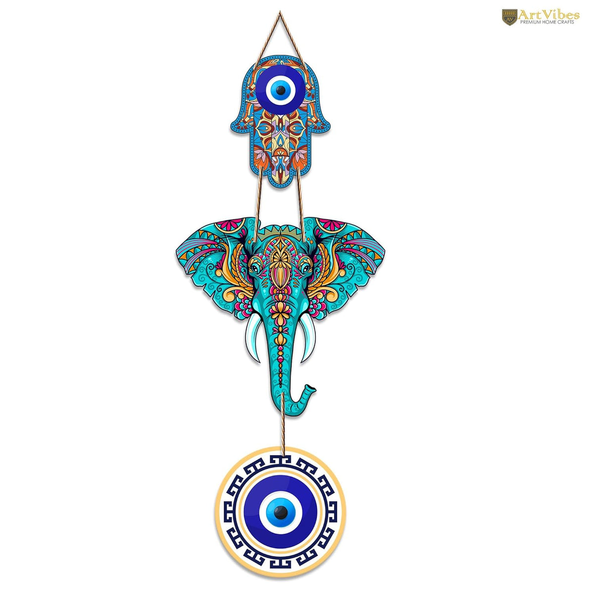 Designer Elephant Wooden Wall Hanging For Luck Properity For Home Decoration | Livingroom | Spiritual Decor
