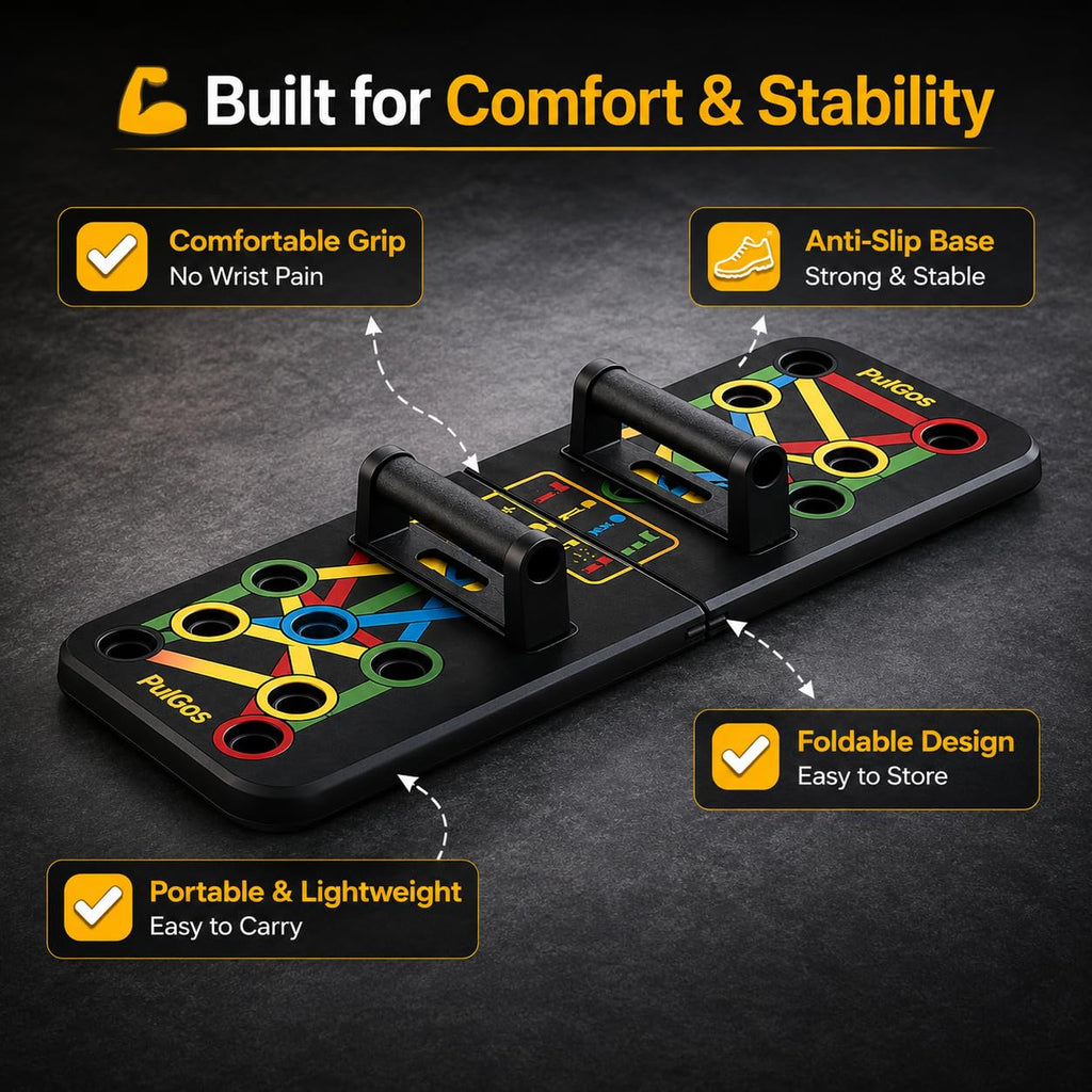 Premium Foldable Push-Up Board 15 in 1 with Color-Coded Muscle Targets – Portable Fitness Training System for Chest,