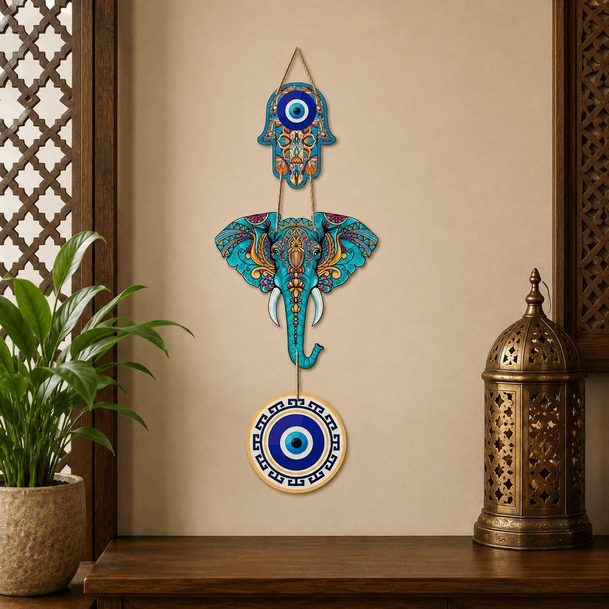 Designer Elephant Wooden Wall Hanging For Luck Properity For Home Decoration | Livingroom | Spiritual Decor