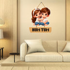 "Hum Tum Couple Wall Hanging | Cute Cartoon Couple MDF Wall Decor